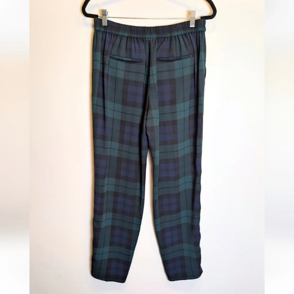 J.Crew Jamie Pant Green Blue Plaid Pull On Trousers Size 10 Tall